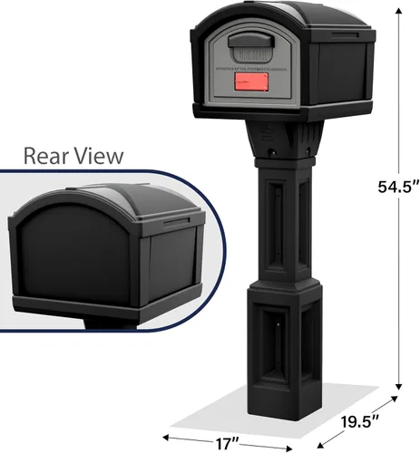 Miniatura 6 de Simplay3 USPS T4 - Cubierta para buzón y poste XL con construcción duradera de doble pared, diseño resistente a la intemperie, color negro
