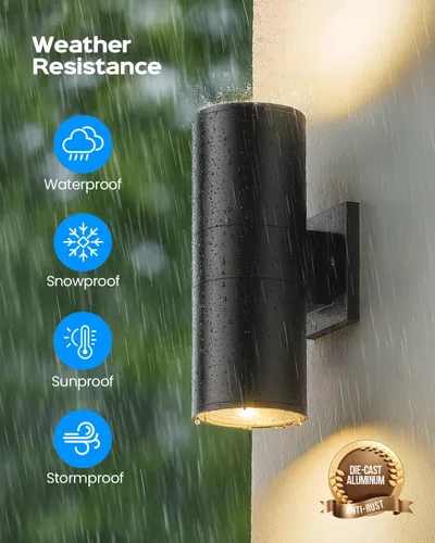 Miniatura 5 de KIZON Luces Modernas de Pared para Exteriores con Sensor de Anochecer a Amanecer, Lámpara Cilíndrica para Exteriores de Montaje en Pared con Acabado