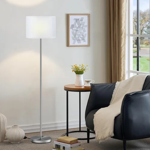 Miniatura 25 de Ambimall - Lámpara de pie moderna con control remoto, lámparas altas para sala de estar, habitación, oficina y comedor, pantalla beige con poste