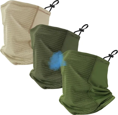 Miniatura 12 de 3 piezas de polaina de cuello de enfriamiento ajustable transpirable pasamontañas máscara facial con agujeros de malla correa protección UV cubierta
