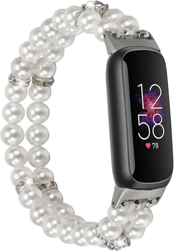Miniatura 9 de Wongeto Compatible con correas Fitbit Luxe, pulsera elástica de perlas estirable de moda hecha a mano para mujeres, correa de reemplazo