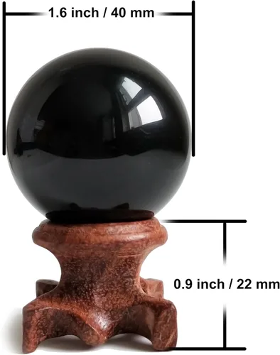 Miniatura 6 de Bola de cristal de obsidiana negra de 1.6 pulgadas para espejo mágico, Fengshui, meditación, curación, adivinación, decoración del hogar, magia negra