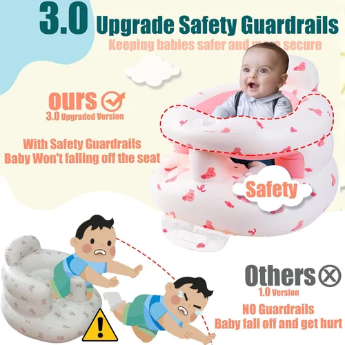 Miniatura 2 de Asiento inflable mejorado para bebés de 3 a 36 meses, silla inflable para bebés Sit Me Up, asiento para bebés con respaldo para sentarse con bomba