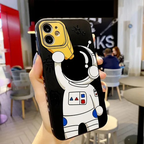 Miniatura 2 de Yonds Queen para iPhone 7 Plus / 8 Plus, linda funda con diseño de astronauta de dibujos animados, elegante parachoques de TPU suave, protectora