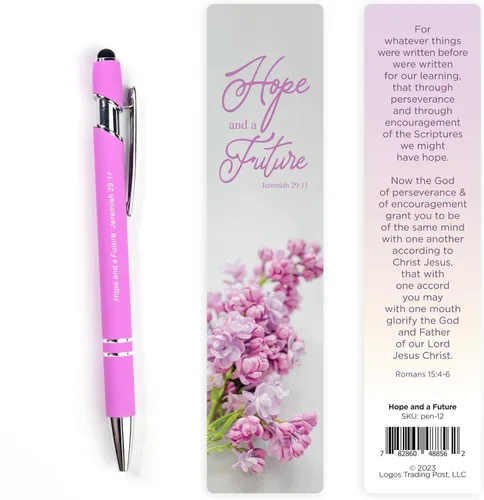 Hope and A Future - Bolígrafo con Versículo Bíblico con Marcapáginas - Jeremías 29:11 - Bolígrafos Bíblicos Inspiradores para Devoción - Bolígrafos