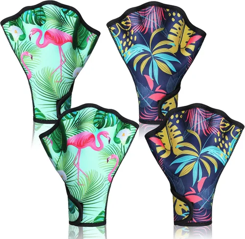 Miniatura 8 de Honoson 2 pares de guantes de natación para mujer, guantes aeróbicos acuáticos, resistencia al agua, malla para hombres y mujeres, unisex