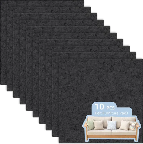 Almohadillas de fieltro para muebles, paquete de 10 hojas de fieltro antideslizantes resistentes, 8 x 8 pulgadas para suelos de madera dura, sillas,