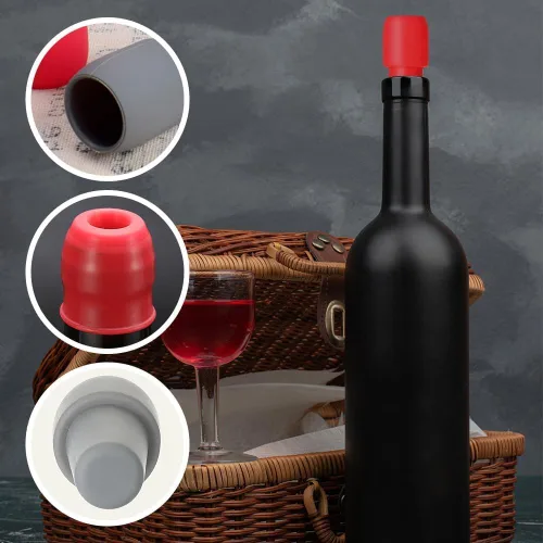 Miniatura 4 de 4 tapones de vino para botellas de vino, tapas de silicona para botellas de vino, nuevo tapón de vino 2025, cubiertas selladoras reutilizables e