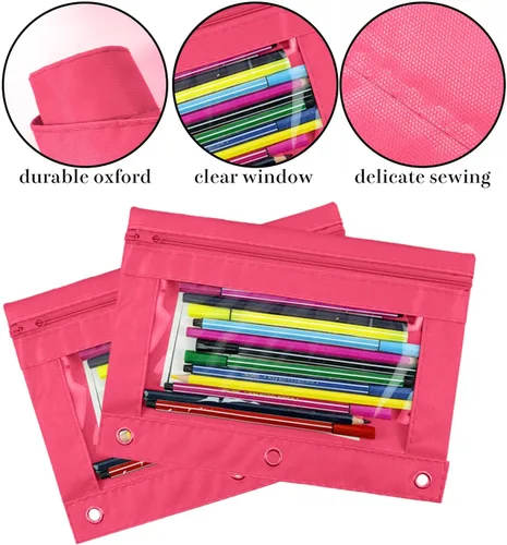 Miniatura 5 de YoeeJob Estuche para lápices para carpeta de 3 anillas, estuches con cremallera para lápices a granel, estuche para lápices con ventana transparente