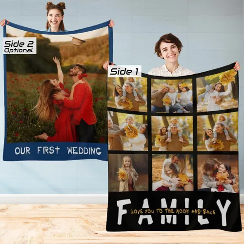 Miniatura 22 de M YESCUSTOM Manta personalizada con imagen y texto, manta personalizada de collage de fotos, mantas de vellón personalizadas para regalo de 1 imagen