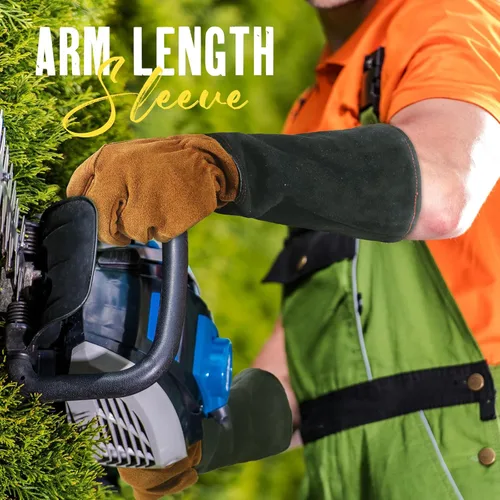 Miniatura 4 de HANDLANDY Guantes de jardinería de cuero para hombres y mujeres, guantes de jardín a prueba de espinas para poda de rosas, guantes de manopla