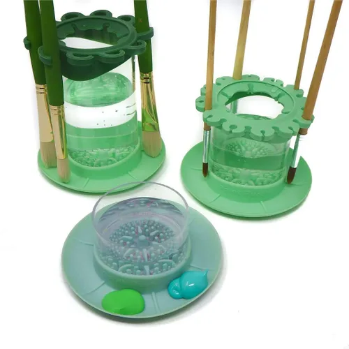 Miniatura 3 de Paint Puck Ultimate Rinse Cup Limpiador de pinceles de pintura (verde, taza) – Vaso de agua para pintura antiderrames y limpiador de pinceles
