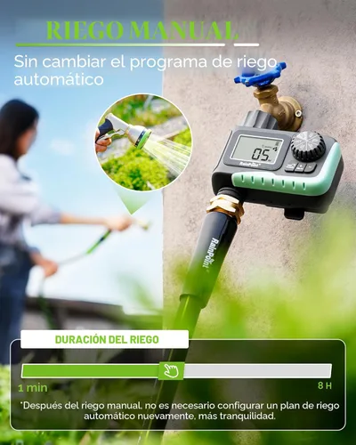 Miniatura 3 de RAINPOINT Temporizador de manguera de jardín de 1 salida con retardo de lluvia/modo de riego manual/automático para césped de piscina, temporizador
