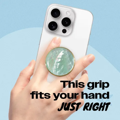 Miniatura 2 de OnTheGrip Lindo diseño de concha marina natural en forma redonda, soporte de teléfono móvil plegable para smartphone, tablet, accesorio
