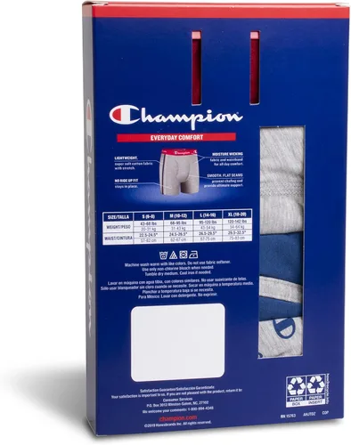 Miniatura 6 de Champion Ropa interior para niños, calzoncillos tipo bóxer elásticos de algodón, absorben la humedad, paquete de 4 surtidos