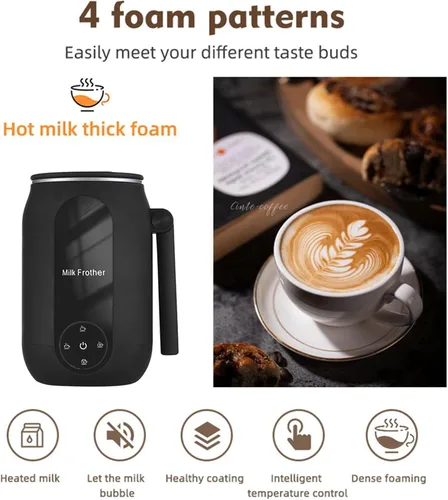 Miniatura 7 de Espumador de leche eléctrico y vaporizador, vaporizador de leche eléctrico 4 en 1, espumador de leche y calentador de 15.2 fl oz, máquina automática