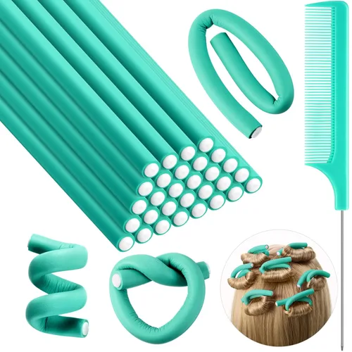 Syhood 30 Piezas Varillas Rizadoras Flexibles de 7'' Rodillos de Espuma Twist para Rizar el Cabello Varillas Suaves de Espuma Sin Calor para el