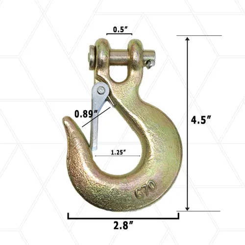 Miniatura 3 de Boxer Paquete de 2 ganchos deslizantes de horquilla forjados de grado 70 de 5/16 pulgadas con pestillo de seguridad, resistencia a la rotura