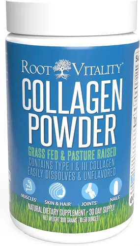 Root Vitality Colágeno en polvo, péptidos de colágeno, alimentado con pasto, proteína de colágeno de alta calidad, criado en pastos, se disuelve