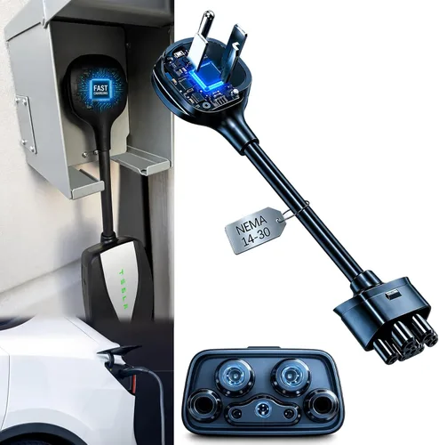 Miniatura 12 de Adaptador NEMA 10-30 para Cargador Móvil Tesla Gen 2 y 3, para Toma de 240V, 24 Amperios, Compatible con Modelo 3, Y, X, S, Ideal para Viajes por