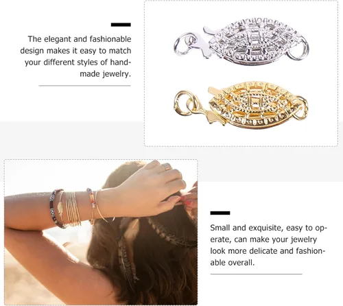Miniatura 9 de 10 piezas de collar de filigrana de perlas, gancho ovalado de filigrana para joyería, cierres deslizantes, conector de pulsera para collares