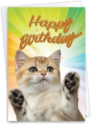 Miniatura 17 de The Best Card Company - Tarjeta de felicitación de cumpleaños de 1 gato con sobre - Papelería de gatito lindo, tarjeta de felicitación de cumpleaños
