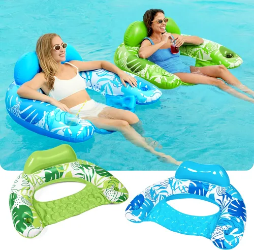Miniatura 2 de SLOOSH Inflatable Pool Floats Adult,2 Pack Pool Chairs with Cup Holders,X-Large Blow up Floats Chair,Hammock Noodle Mat for Relaxing Summer Water