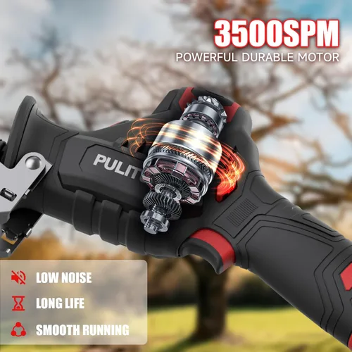 Miniatura 5 de PULITUO Sierra recíproca inalámbrica, velocidad 3000SPM, con mordaza de sujeción, batería de 2000 mAh, carga rápida de 1 hora, guantes de seguridad