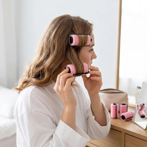 Miniatura 5 de Fomiyes 6 rodillos de espuma para el cabello: rodillos de esponja para rizadores de peluquería - Esponja mediana para rizos suaves durante la noche