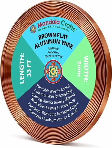 Miniatura 11 de Mandala Crafts Alambre de aluminio anodizado plano de 0.118 in para fabricación de joyas, alambre de bisel negro flexible de color de 33 pies