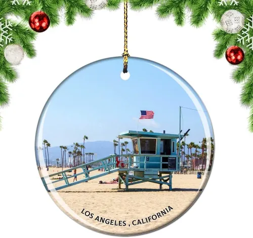Miniatura 20 de California Los Ángeles Battleship Museum USA Christmas Tree Adorno Decoración Colgante Colgante Decoración City Travel Souvenir Collection Porcelana
