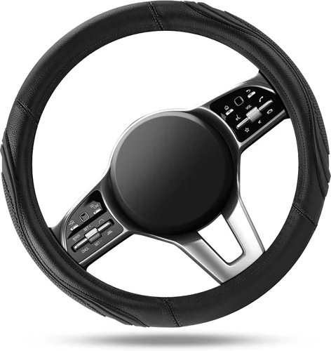Miniatura 2 de Road Comforts Funda para volante de automóvil, funda de cuero de microfibra para volante de 14.5 a 15 pulgadas, antideslizante, para hombres