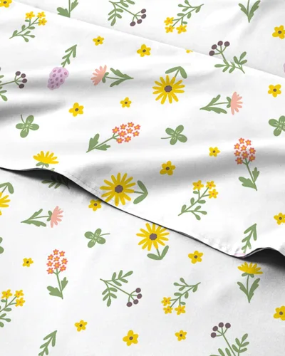 Miniatura 28 de Sábanas con patrón de puntos azules, 1 sábana encimera, 1 sábana bajera y 1 funda de almohada con bolsillos profundos, ropa de cama con estampado