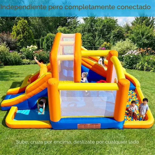 Miniatura 3 de HuaKastro Casa de rebote de agua extra grande de doble zona, lados delanteros y traseros con 2 toboganes largos separados, 2 piscinas de agua, 2