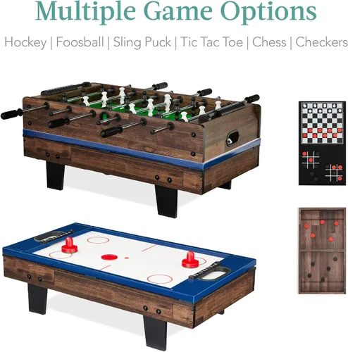 Miniatura 3 de Best Choice Products Serie de mesas de juegos múltiples – Mesas de juego interactivas 4 en 1 y 11 en 1 para niños con futbolín, hockey sobre aire