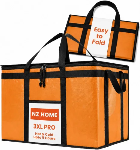 Miniatura 15 de NZ home Durable 3XL PRO Bolsa Térmica Aislada y Calentador de Alimentos para Entrega y Compras de Comestibles con Cremallera Superior, Azul Grado