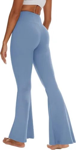 Miniatura 7 de ZOOSIXX Pantalones de yoga acampanados para mujer, leggings cruzados suaves con corte de bota