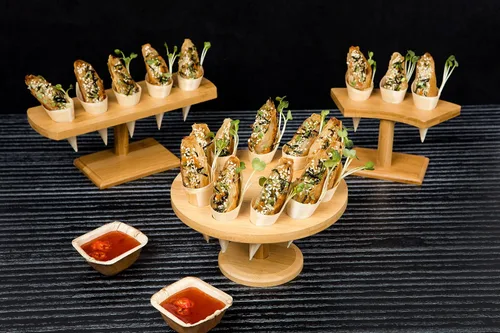 Miniatura 5 de PacknWood 210SBAM20 - Soporte de bambú para cono de alimentos y soporte de bambú para exhibición Temaki, soporte de cono de bambú biodegradable