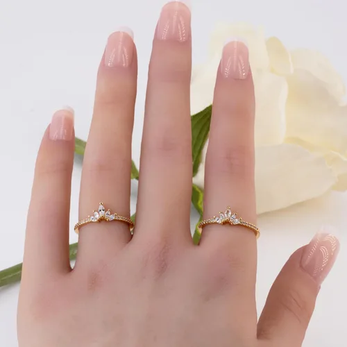 Miniatura 9 de Rapunzel - Anillo de corona para mujer, delicados anillos apilables de diamantes de cristal real, anillo de compromiso de cumpleaños, regalos