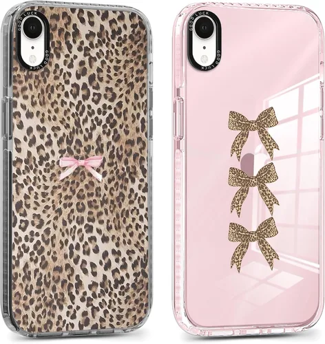 Miniatura 20 de Pack de 2 Fundas con Estampado de Guepardo para Apple iPhone 13 / iPhone 14 de 6.1 Pulgadas, Funda Transparente Linda Coquette con Patrones