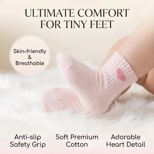 Miniatura 7 de Calcetines para niña pequeña con agarre loco para niños, calcetines antideslizantes y bonitos de 0-6 6-12-18 meses 1-3T 4T 5T
