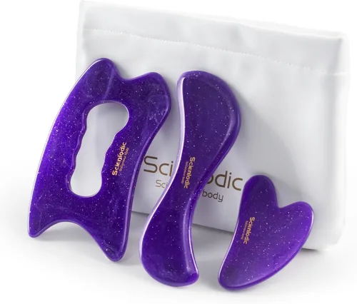 Miniatura 35 de Scienlodic Gua Sha - Herramienta de masaje con mango (resina), herramienta de raspado Guasha más grande para masaje de espalda, cuello, cara