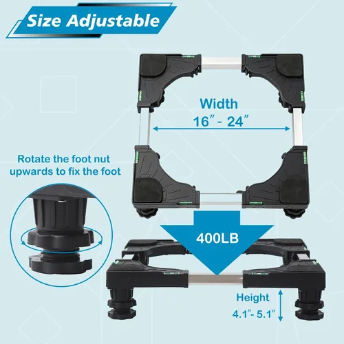 Miniatura 2 de I'SMARTMOON Mini soporte para nevera, base ajustable para refrigerador pequeño y lavadora, se adapta a dormitorios, oficinas y sótanos, base