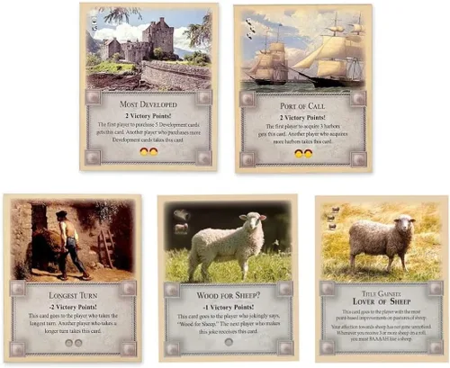 Paquete de 5 tarjetas de puntos de victoria compatibles con Catan's Settlers of Catan 5ª edición, Seafarers, Cities and Knights y expansiones de