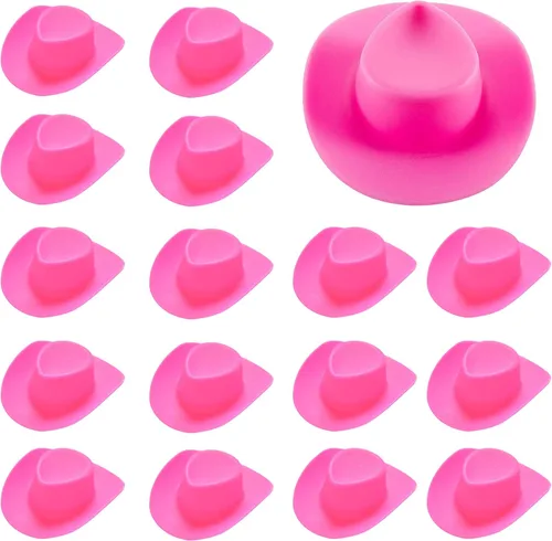MEMOVAN 20 piezas de plástico mini vaquero vaquera occidental sombrero pastel cupcakes toppers mini escritorio ganso cabeza divertido miniatura