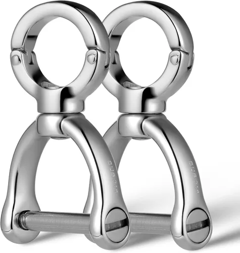 Miniatura 10 de TISUR Llavero pequeño para automóvil, llavero de anillo en D con grillete de tornillo, llavero giratorio resistente para llavero, bolso, llavero