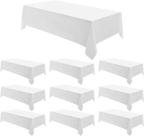 Miniatura 36 de Manteles rectangulares de 60 x 120 pulgadas, paquete de 2 manteles negros para 6 pies, lavables, decorativos, de lino y poliéster, para mesa