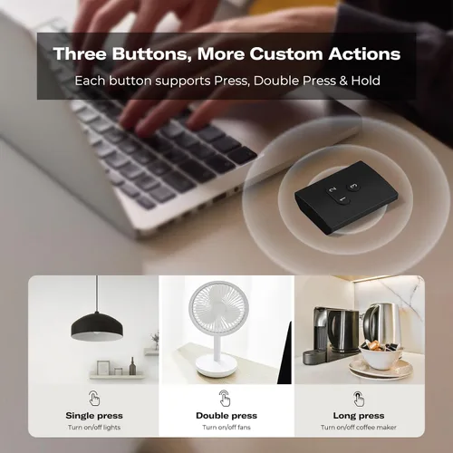 Miniatura 2 de THIRDREALITY Botón inteligente ZB2, requiere ZigBee Hub, tres botones inalámbricos, escenas personalizables, control remoto, compatible con Home