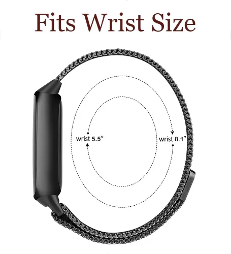 Miniatura 4 de Correa de metal compatible con Fitbit Inspire 3 e Inspire 2, correa de malla de acero inoxidable transpirable, correa de repuesto magnética