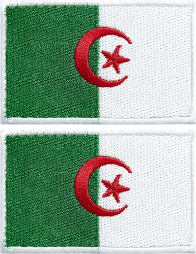 stidsds Paquete de 2 parches de bandera de Argelia bordados, banderas argelinas, parche táctico militar para ropa, sombrero, mochilas, decoraciones
